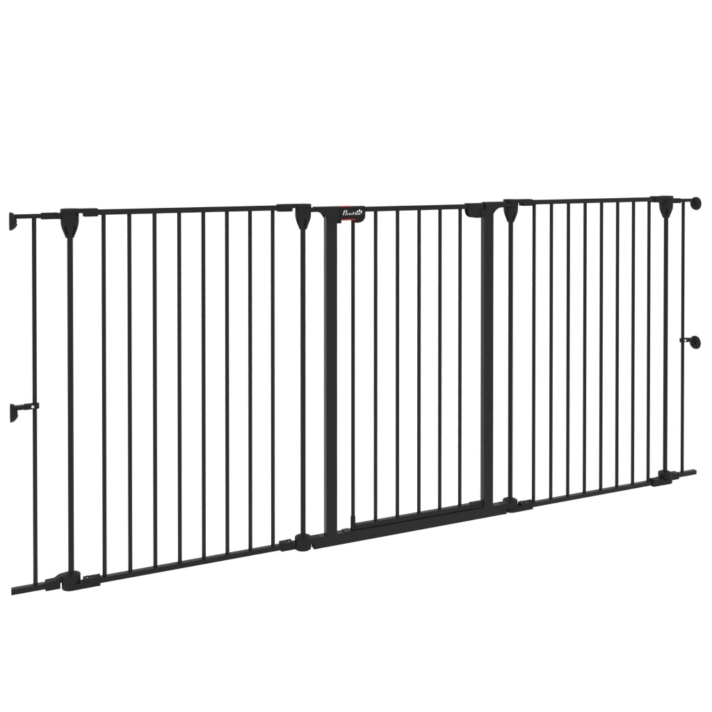 Cancelletto per Cani a 3 Pannelli ¨C Zephmum ¨C Nero, 206x90cm