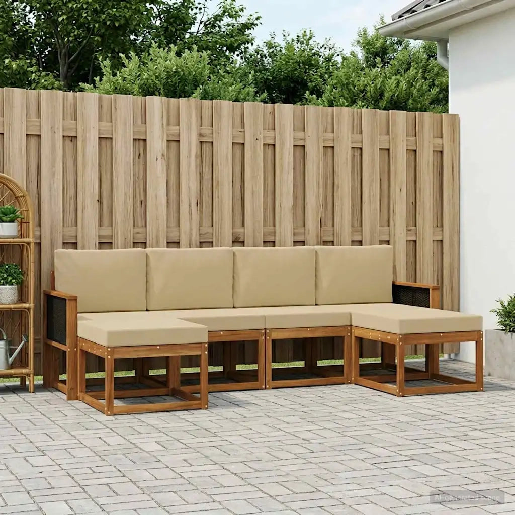 Set di divani da esterno 6 pcs Naturale e Beige Poliestere 3385424
