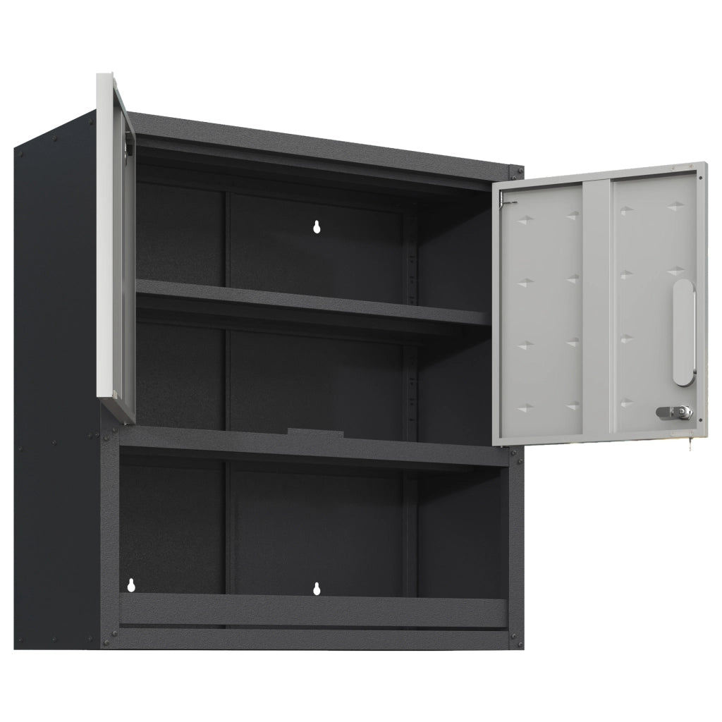 Armadio per attrezzi in metallo con ante e cassetti ¨C Minimal ¨C grigio 75x77x30