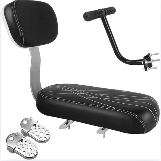 Sella Bicicletta Deluxe - Con Finestrino, Braccio e Pedane di Sostegno - Sella Bicicletta Posteriore - Porta Bagagli Cuscino