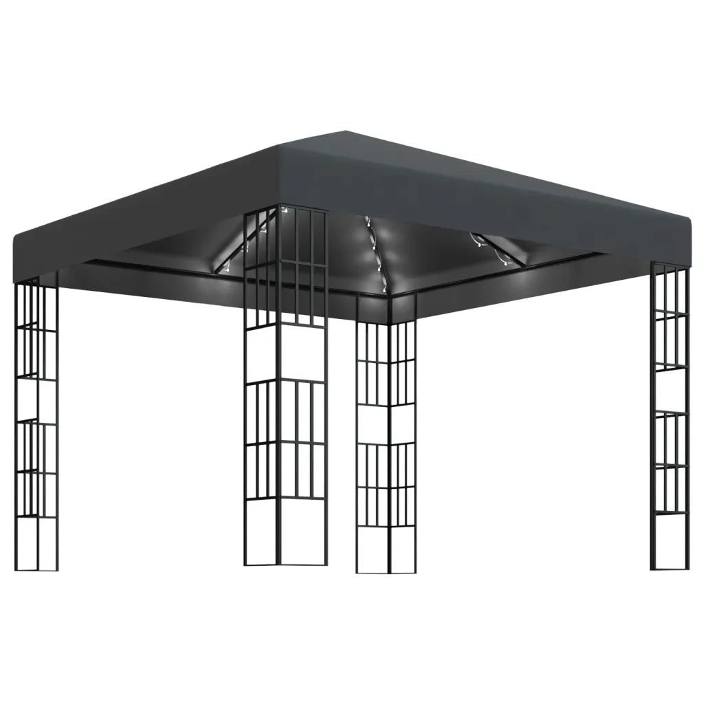 Gazebo | Pergolato con Stringa di Luci LED 3x3 m Antracite