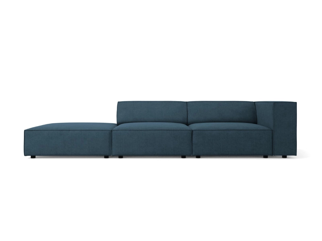 Cosmopolitan Design - Divano sinistro "Arendal" 4 posti in ciniglia con effetto a coste blu scuro 