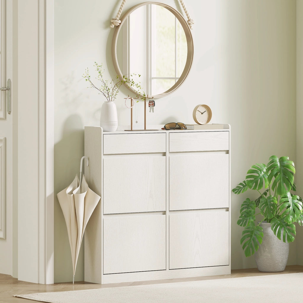 Scarpiera con cassetti e ante ¨C Minimal ¨C bianco 98x19x95 cm