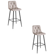 Set di 2 sgabelli da bar Nado in velluto beige e metallo