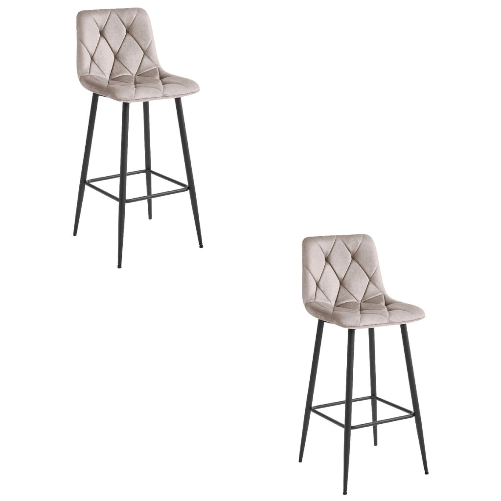 Set di 2 sgabelli da bar Nado in velluto beige e metallo