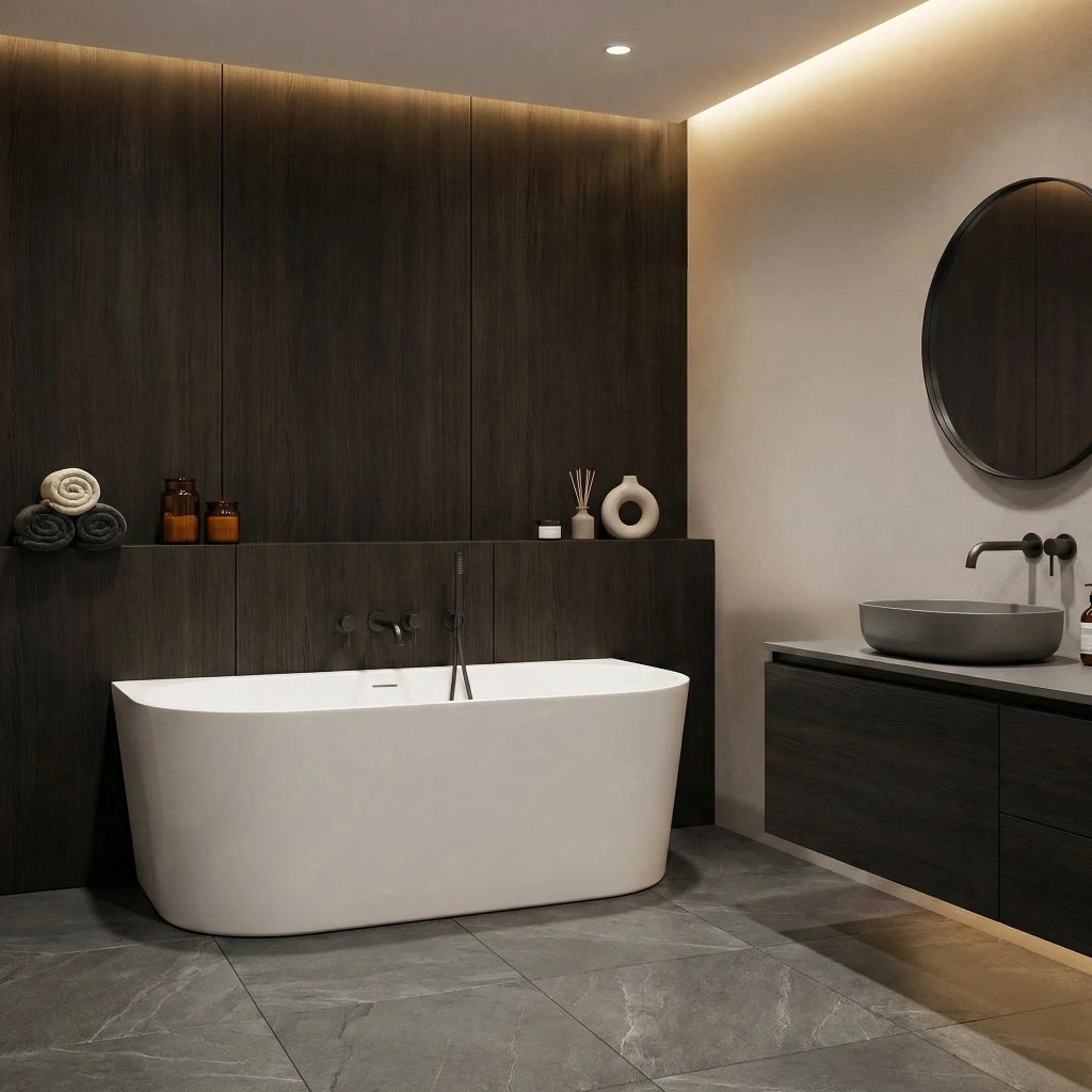 Vasca Bagno A Parete Capri Slim 170cm Copritappo nero