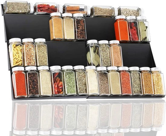 Organizzatore da cucina retrattile 30-60 cm - Neri - 4 livelli - Sistema di stoccaggio pratico per spezie