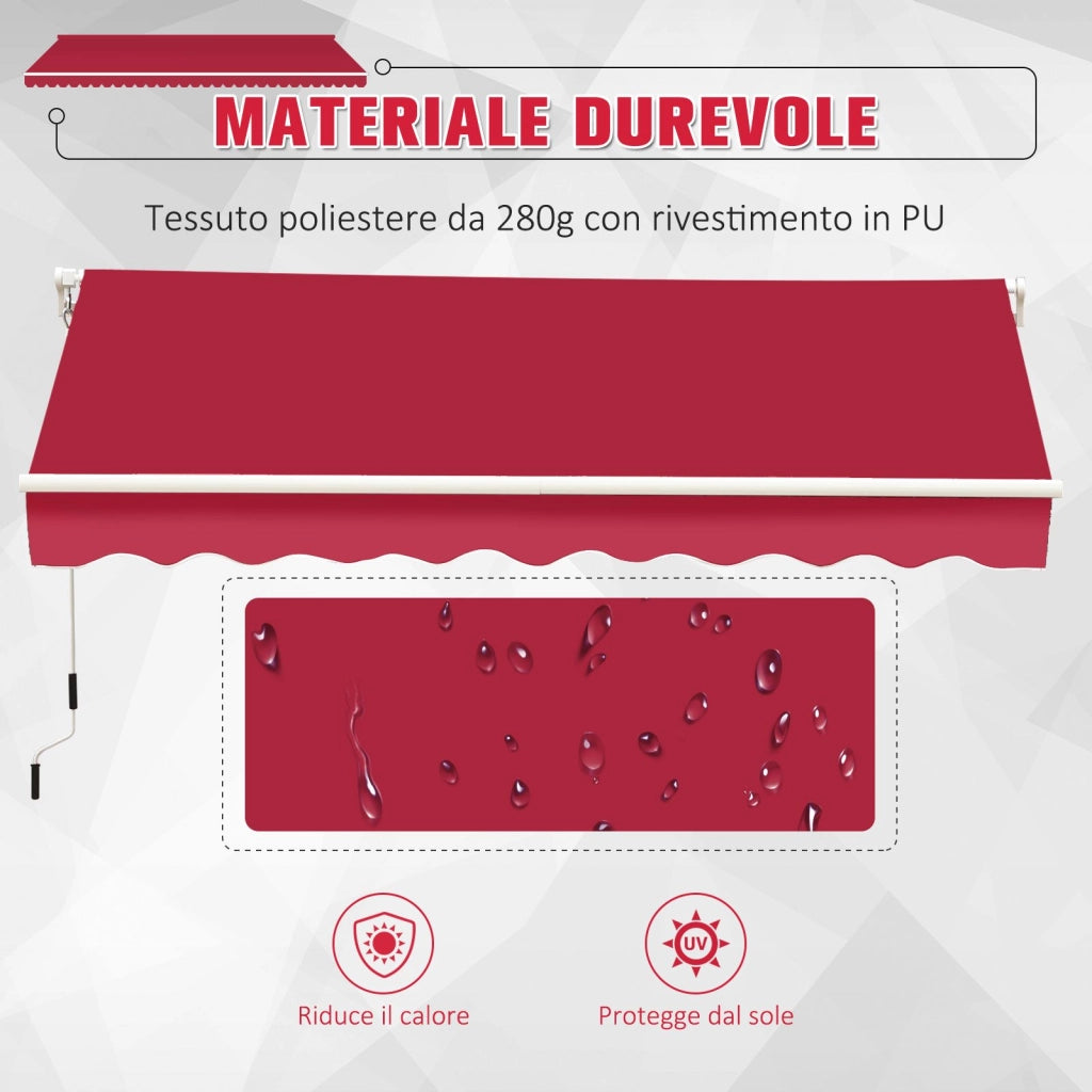 Easycomfort Tenda da Sole Avvolgibile a Caduta con Manovella, in Alluminio e Poliestere, 295x245cm, Rosso Scuro