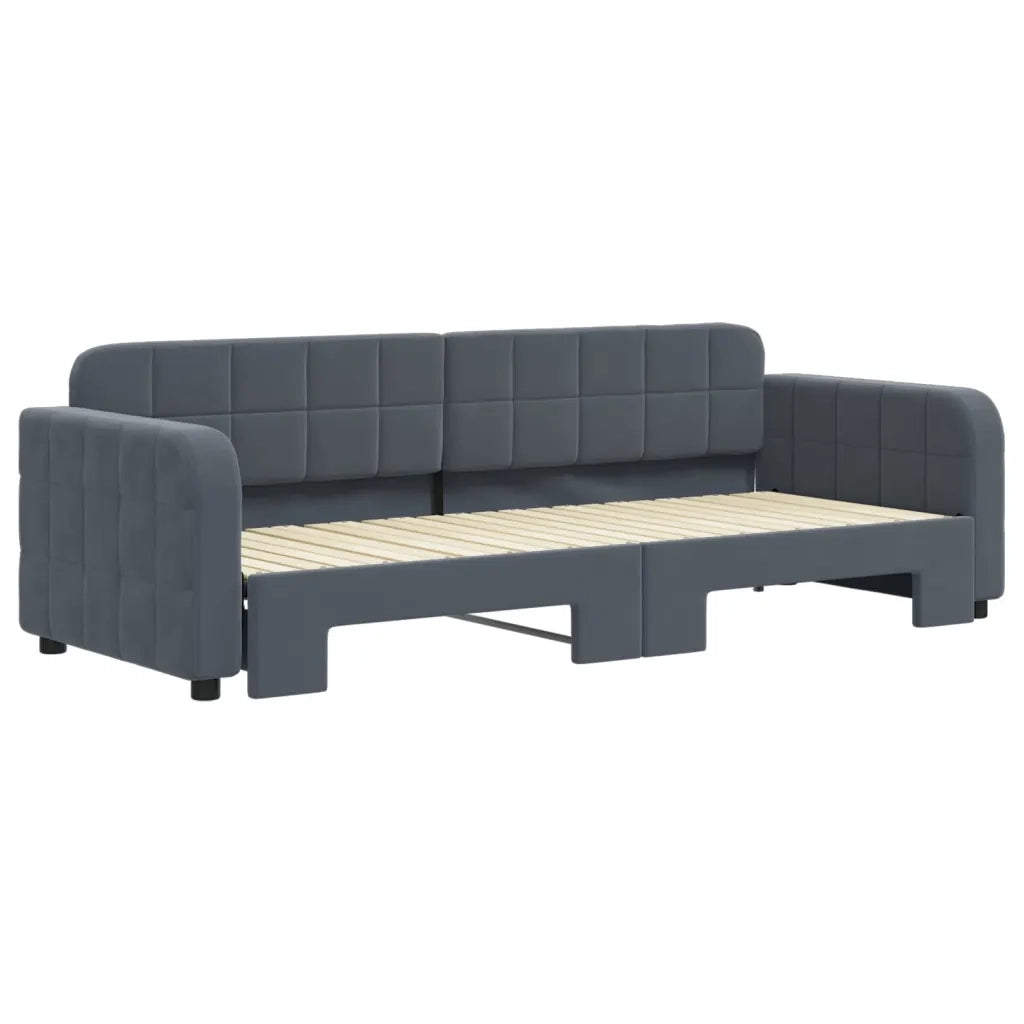 Divano letto | Sof¨¤ letto | Letto singolo Estraibile Grigio Scuro 80x200cm Velluto
