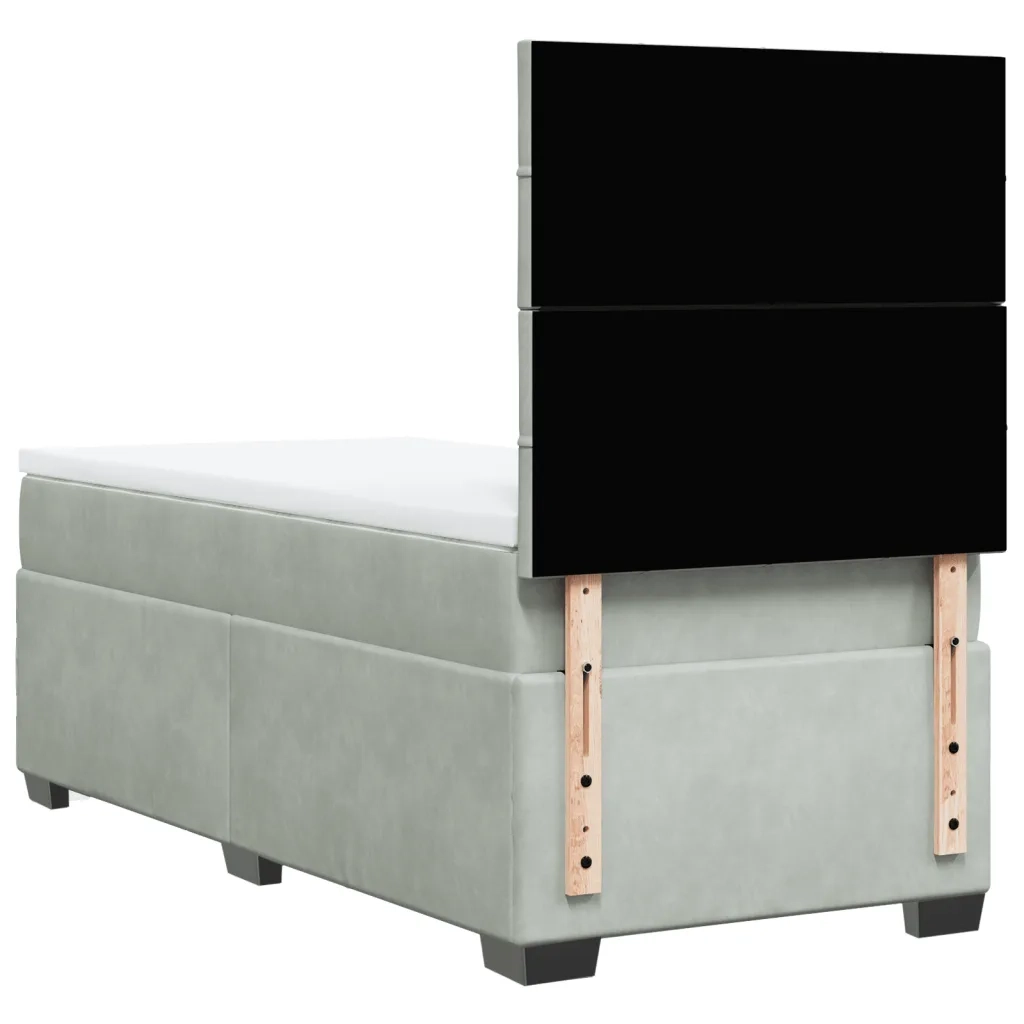 Giroletto a Molle con Materasso Grigio Chiaro 90x190 cm Velluto 3290786