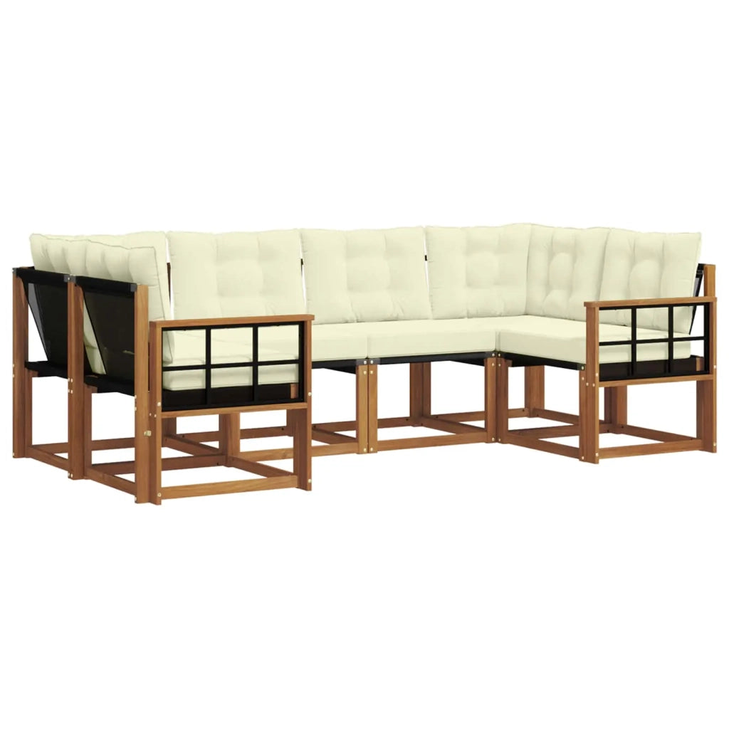 Set di divani da esterno con cuscino 6 pcs Naturale e Crema 3369005