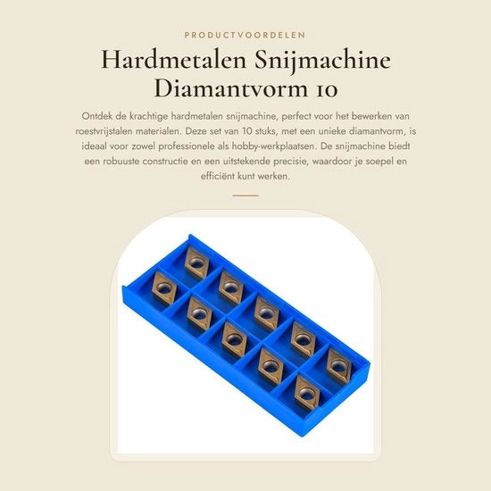 Snijmacchina per Metalli Duri 10 Pezzi - Forma a Diamante 55 Gradi - Diametro del Lame 3,97 mm - Acciaio Inossidabile - Utilizzo Duraturo - Ottima Finitura - Strumento per Snidare