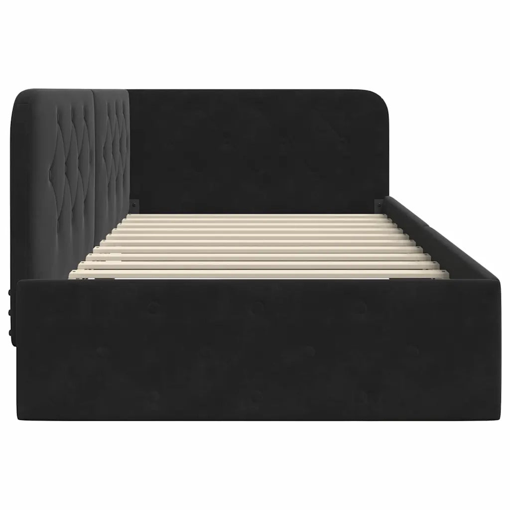 Cornice del letto ad angolo Nero 100 x 200 cm Velluto 42016548