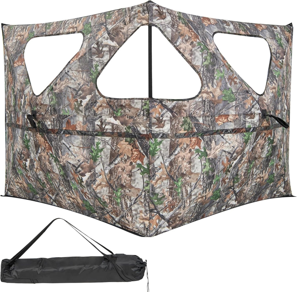 Tenda da Caccia Trasparente a 360 Gradi Portatile, Tenda da Terra a 2 Pannelli con Borsa per Trasporto, Tenda da Caccia Mimetico per Caccia al Cervo