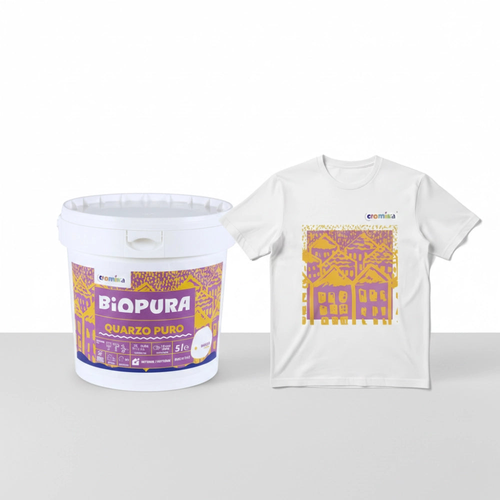 Kit pittura murale quarzo puro 5l e t-shirt cromika smiling houses *** misura small - s, confezione 1