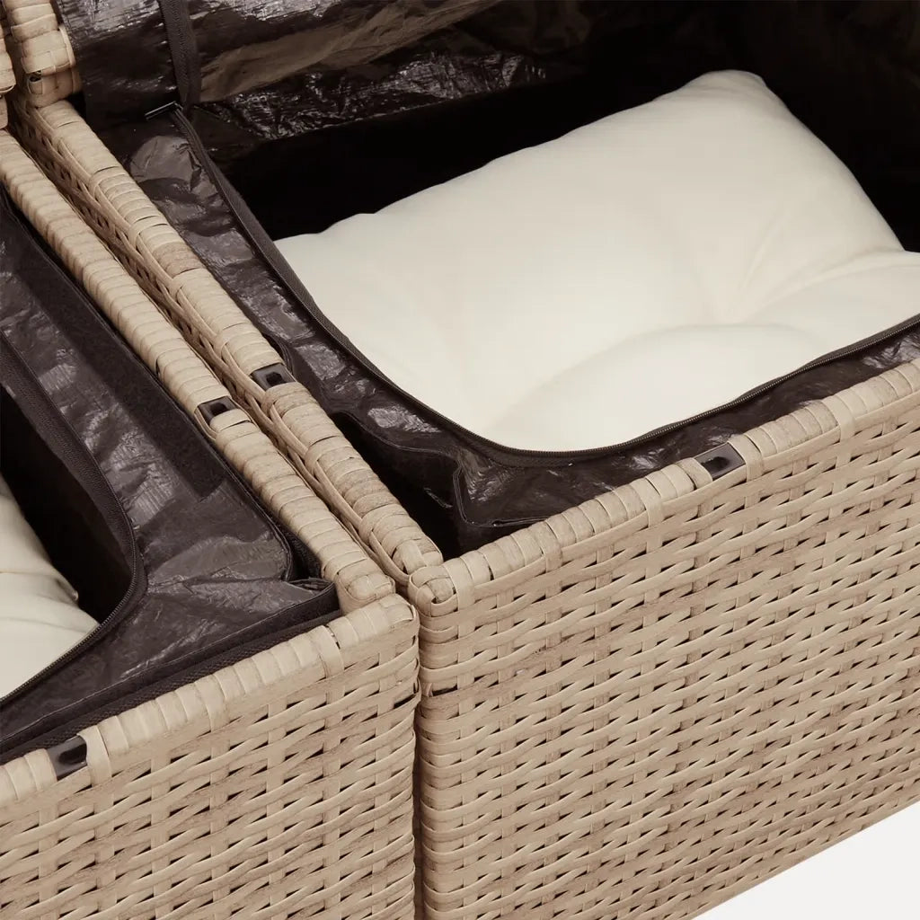 Set Divano da Giardino 5 pz con Cuscini Beige in Polyrattan 3256422