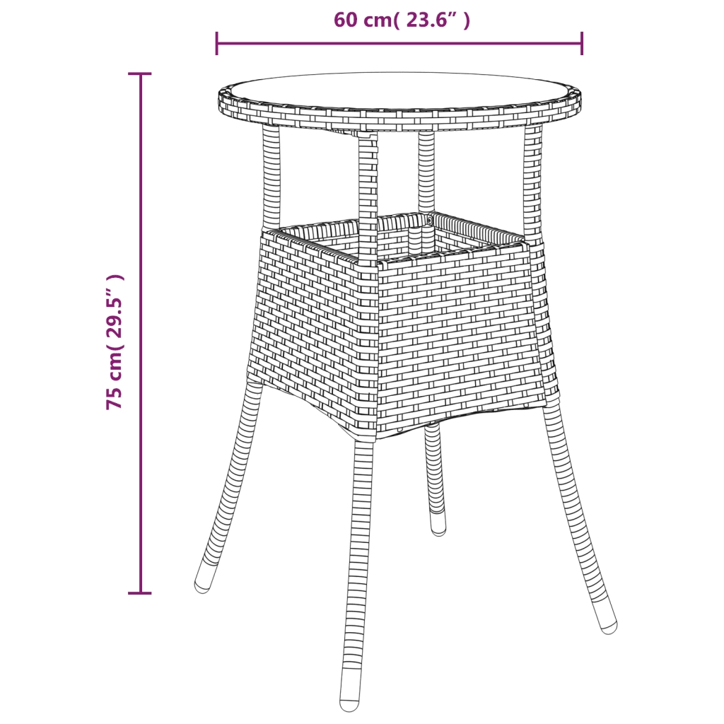 Set Pranzo da Giardino 3pz | Set Salotto da Giardino con Cuscini Polyrattan Acacia Grigio
