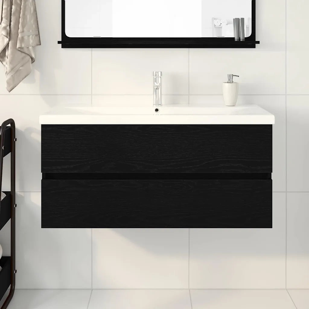 Mobile Lavabo | Armadio per Lavabo da Bagno Rovere Nero 100 x 39 x 62 cm