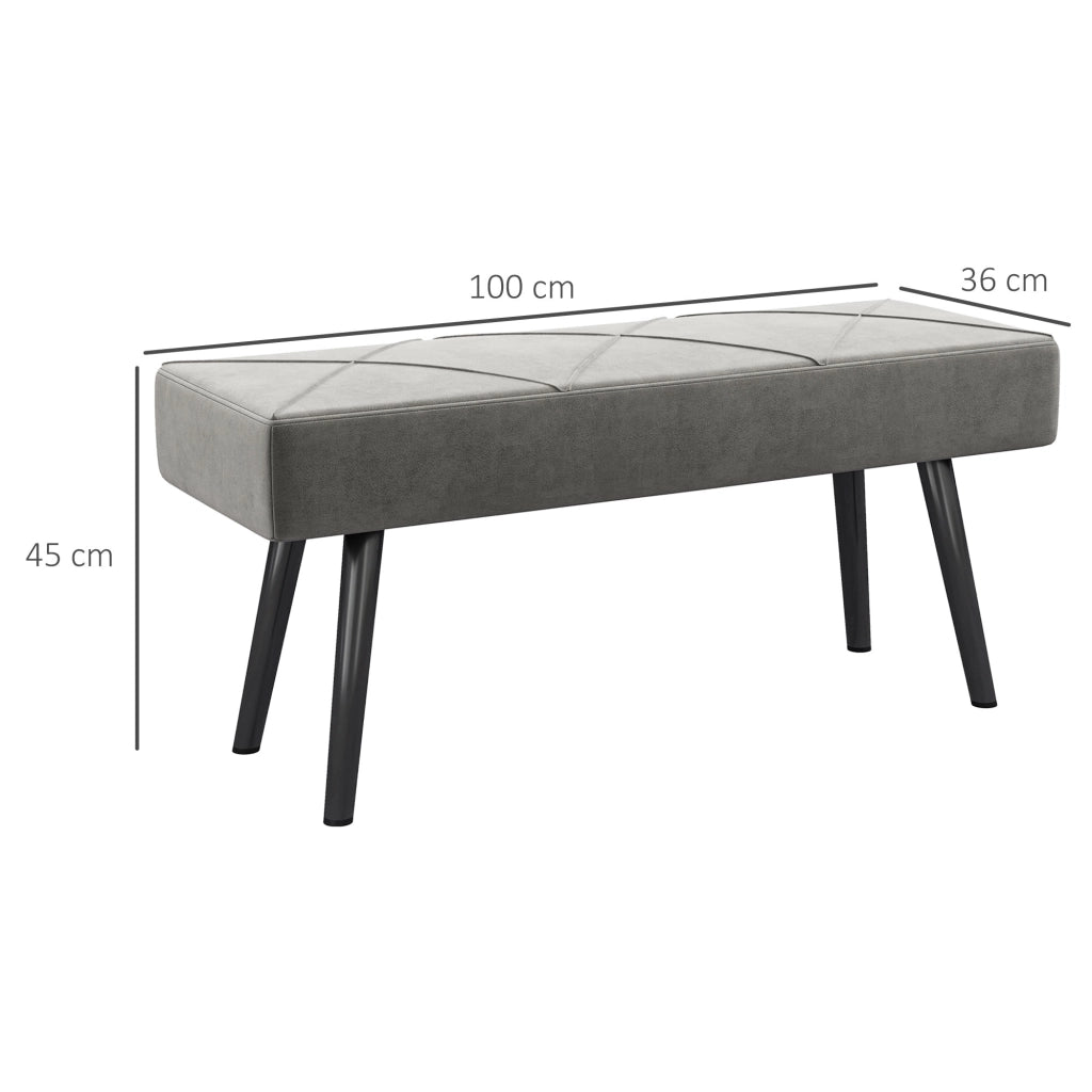 Pouf panca imbottita ¨C Xylo ¨C Tessuto grigio con struttura in acciaio 100x36x45 cm