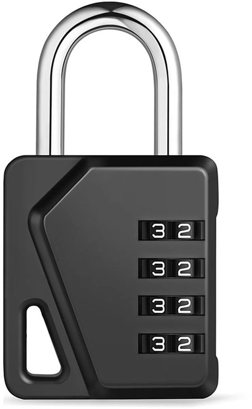 Hangslot combinazione a 4 cifre, combinazione a 4 cifre per cassetti, armadi, scuole, palestre, combinazione a 4 cifre per capanni, cancelli (nero, 1 confezione)