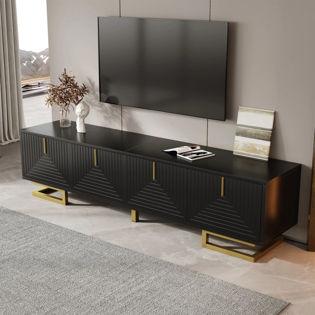 Cassettiera TV nera in truciolato lunghezza 160 cm