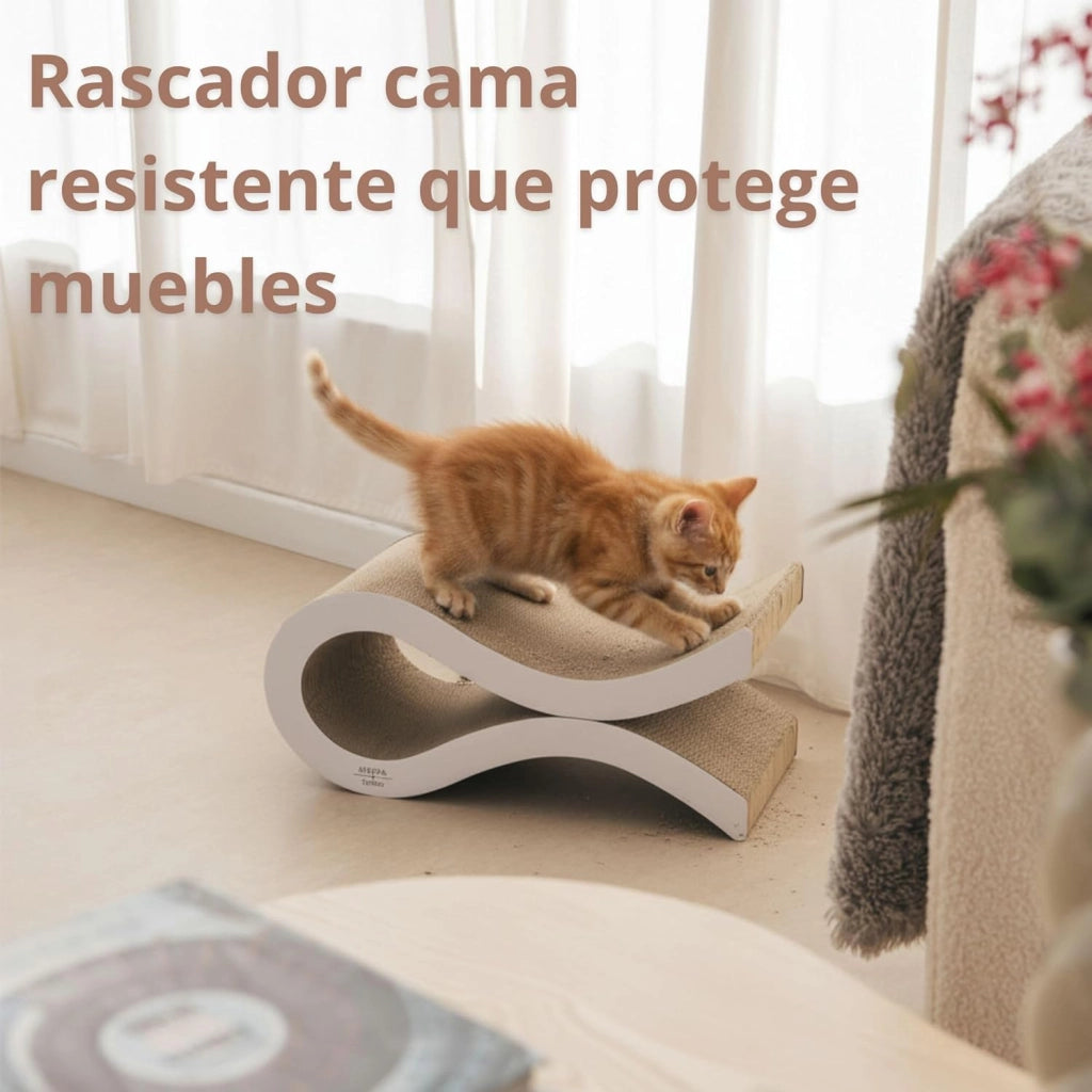 Tiragraffi ondulato per gatti MARINA con base antiscivolo in cartone riciclato 50 x 23 x 21,9 cm