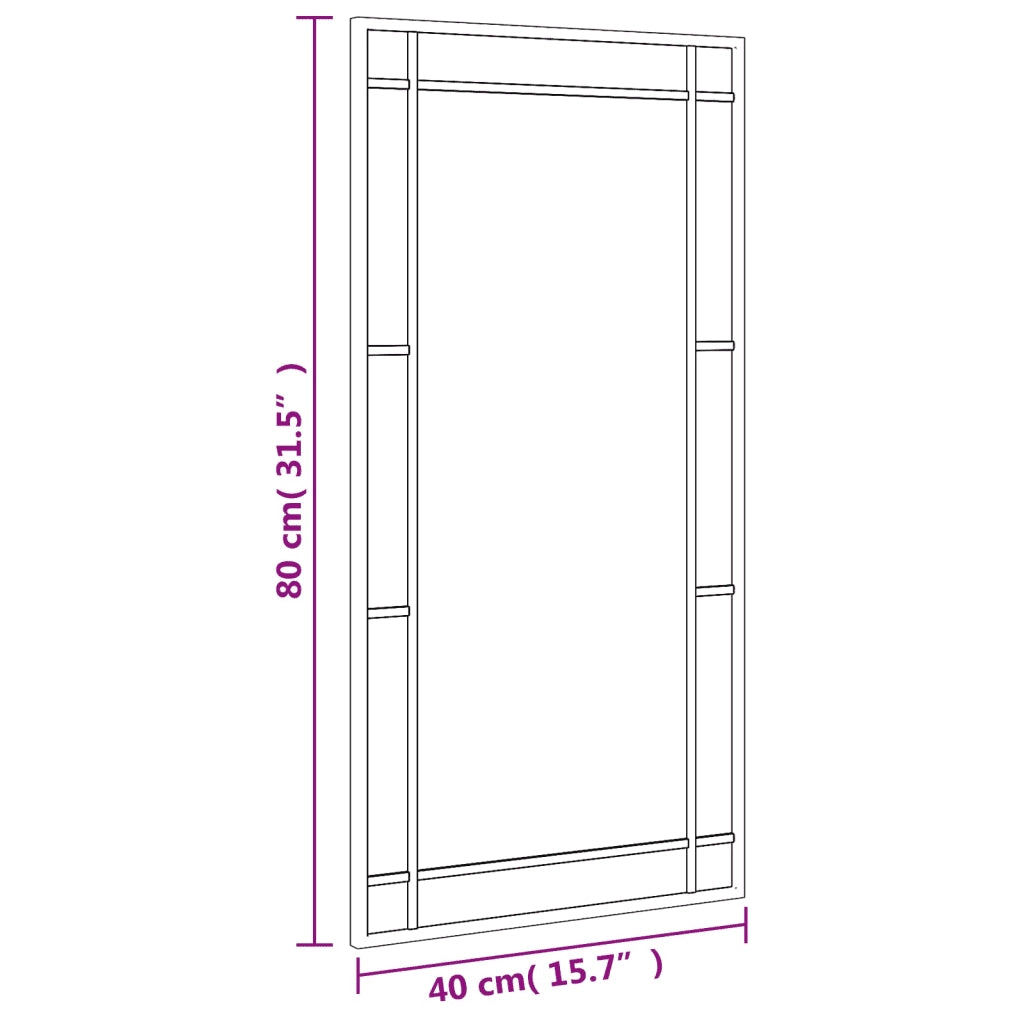 Specchio da Parete | Specchio decorativo Nero 40x80 cm Rettangolare in Ferro
