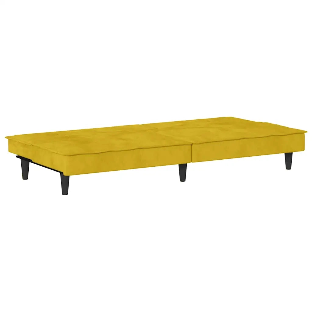 Divano letto | Sof¨¤ letto | Letto singolo con Portabicchieri in Velluto Giallo