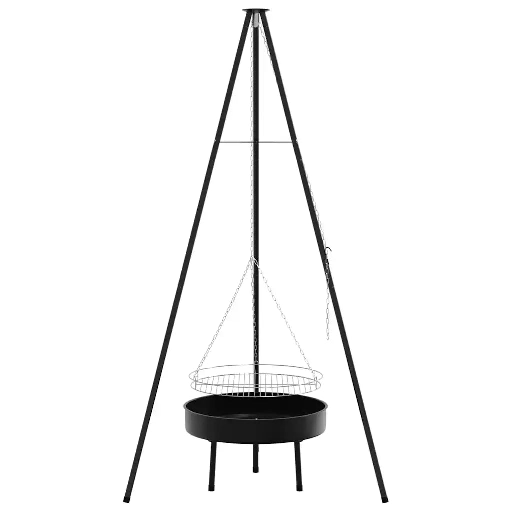 Treppiede da Campeggio 3 pcs Nero Acciaio 42010332