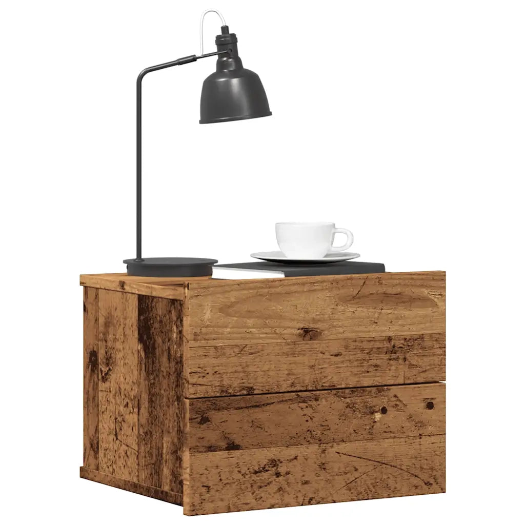 Comodini a Muro 2 pz Legno Antico 40x32x30 cm 855945