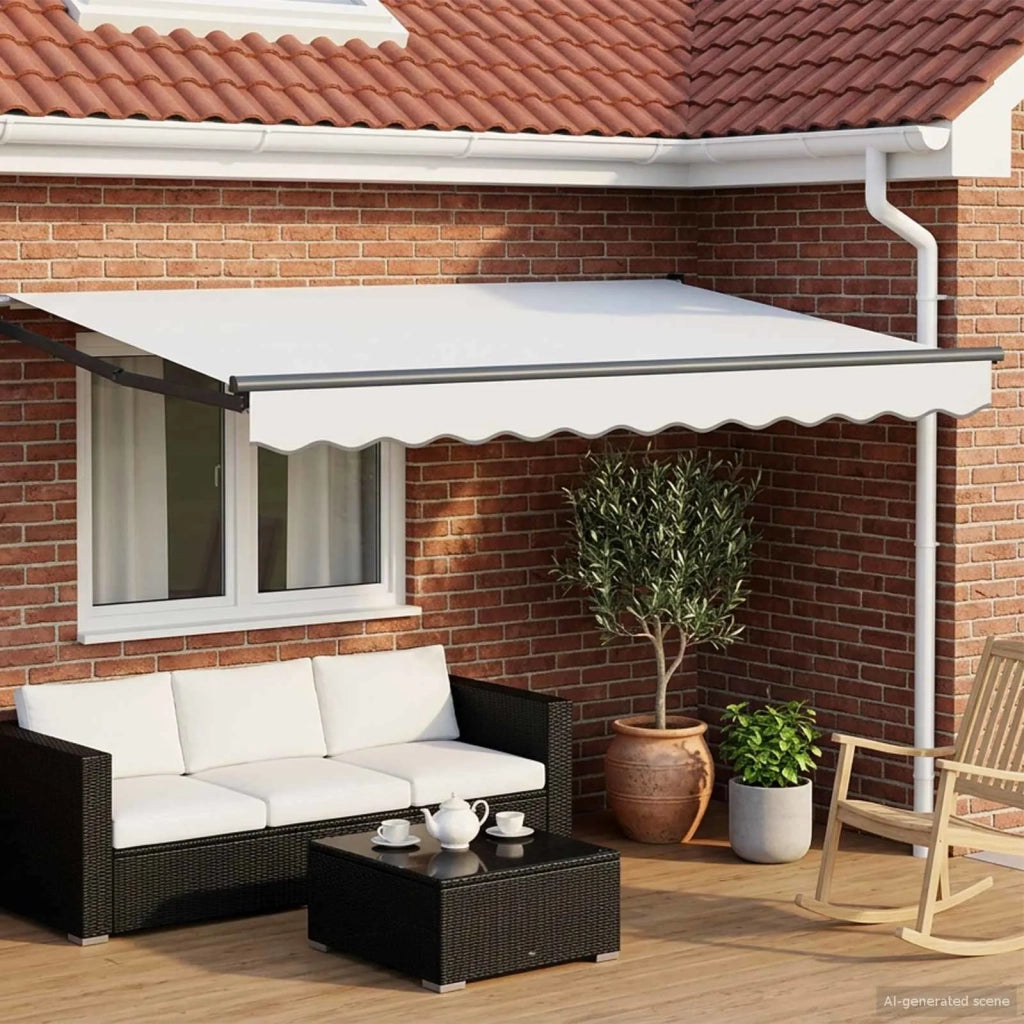 Tenda retrattile manuale con LED Bianco e Antracite 3,5 x 2,5 m 3419450