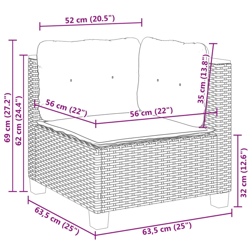 Set Divani da Giardino con Cuscini 7pz Nero Polyrattan 3261935