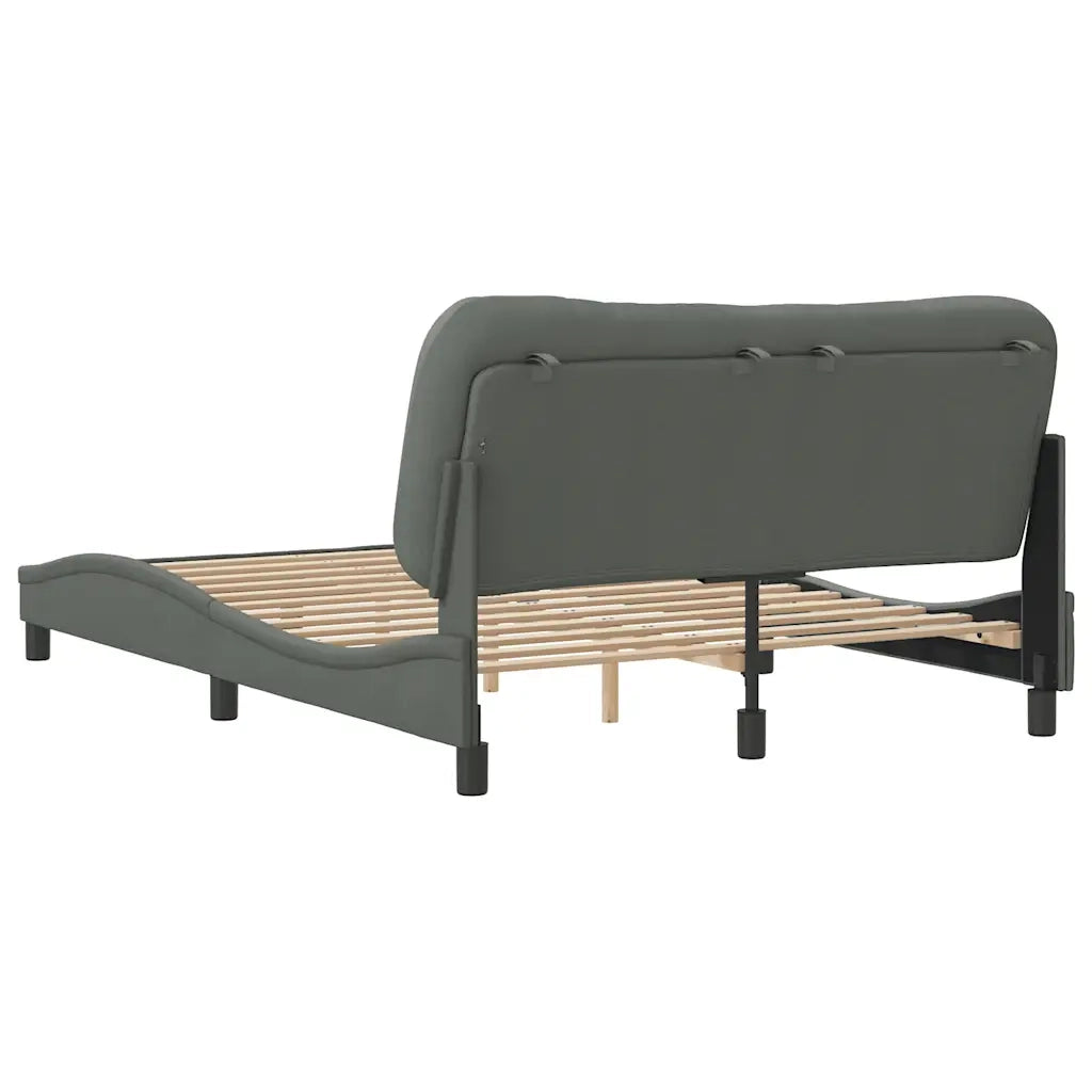 Letto matrimoniale | Letto per adulti | Giroletto senza Materasso Hvar Grigio Scuro 140x190 cm Tessuto