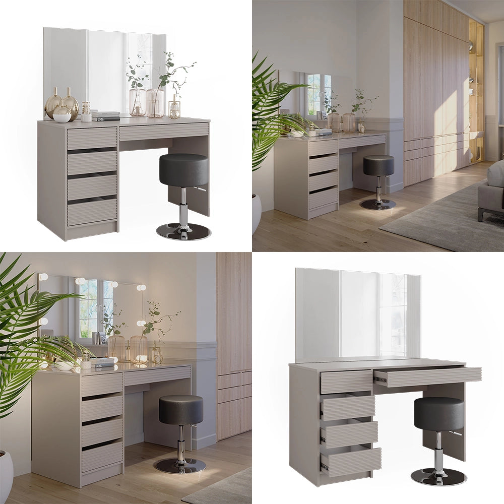 Vicco Tavolino da toilette Cachemire 120 cm con specchio e sgabello