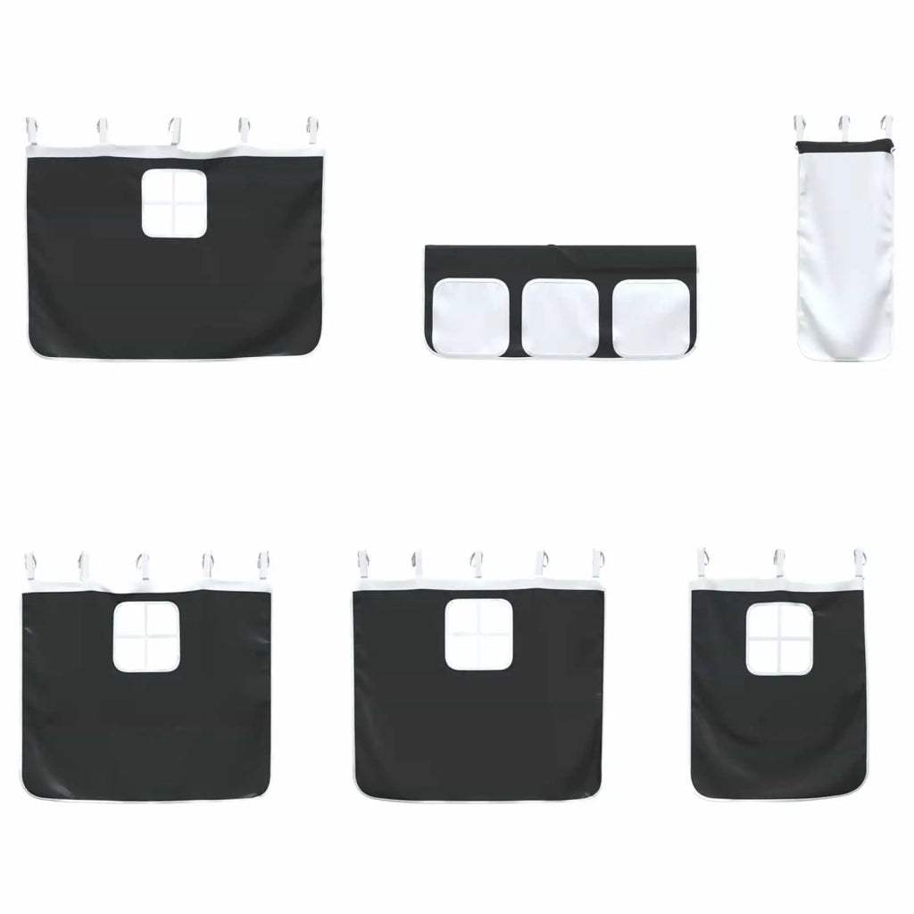Struttura del Letto Loft per Bambini con Tendine-Giroletto per bambini Bianco e Nero 117516
