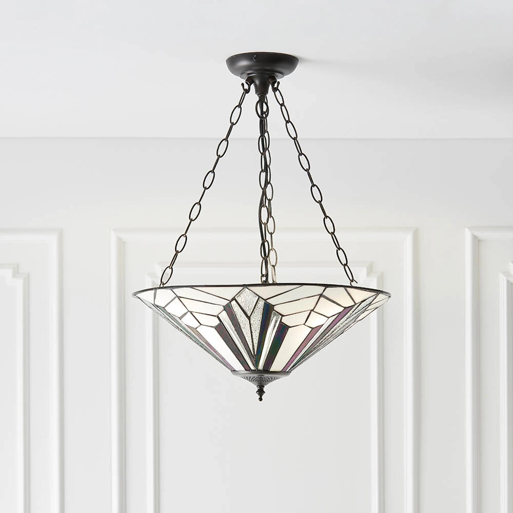 Lampada a sospensione Tiffany vetro multicolore 3xE27