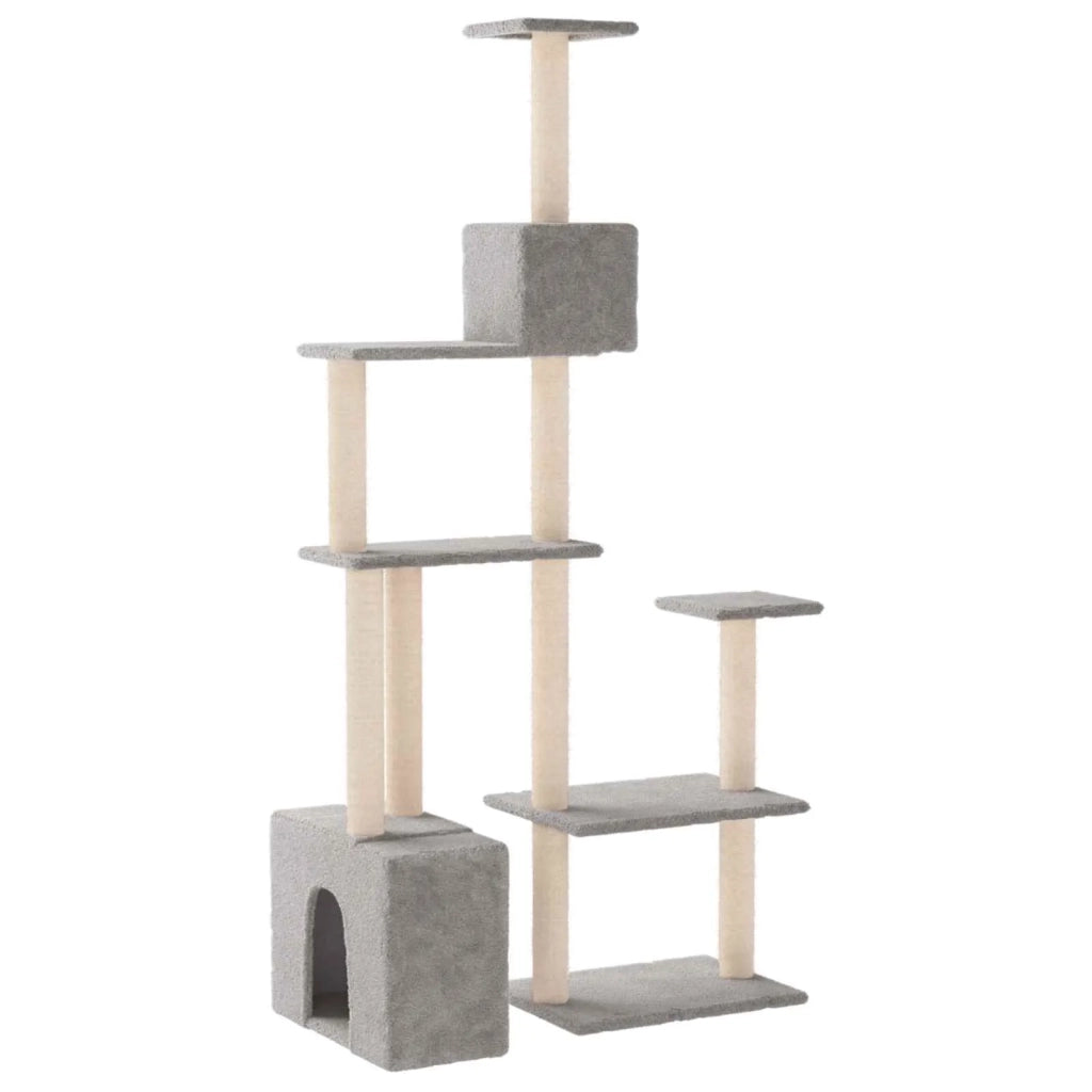 Albero per gatti con pali per graffiare in sisal Grigio Chiaro 172390