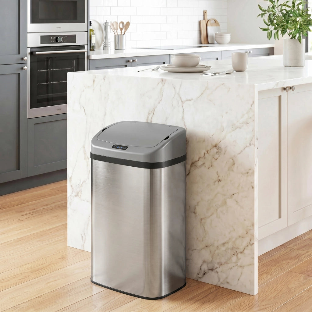 Cestino Intelligente con Sensore ¨C Minimal ¨C Acciaio Inox, Argento