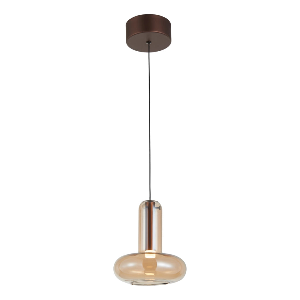 Sospensione moderna rame/oro vetro ambra LED 5W Italux