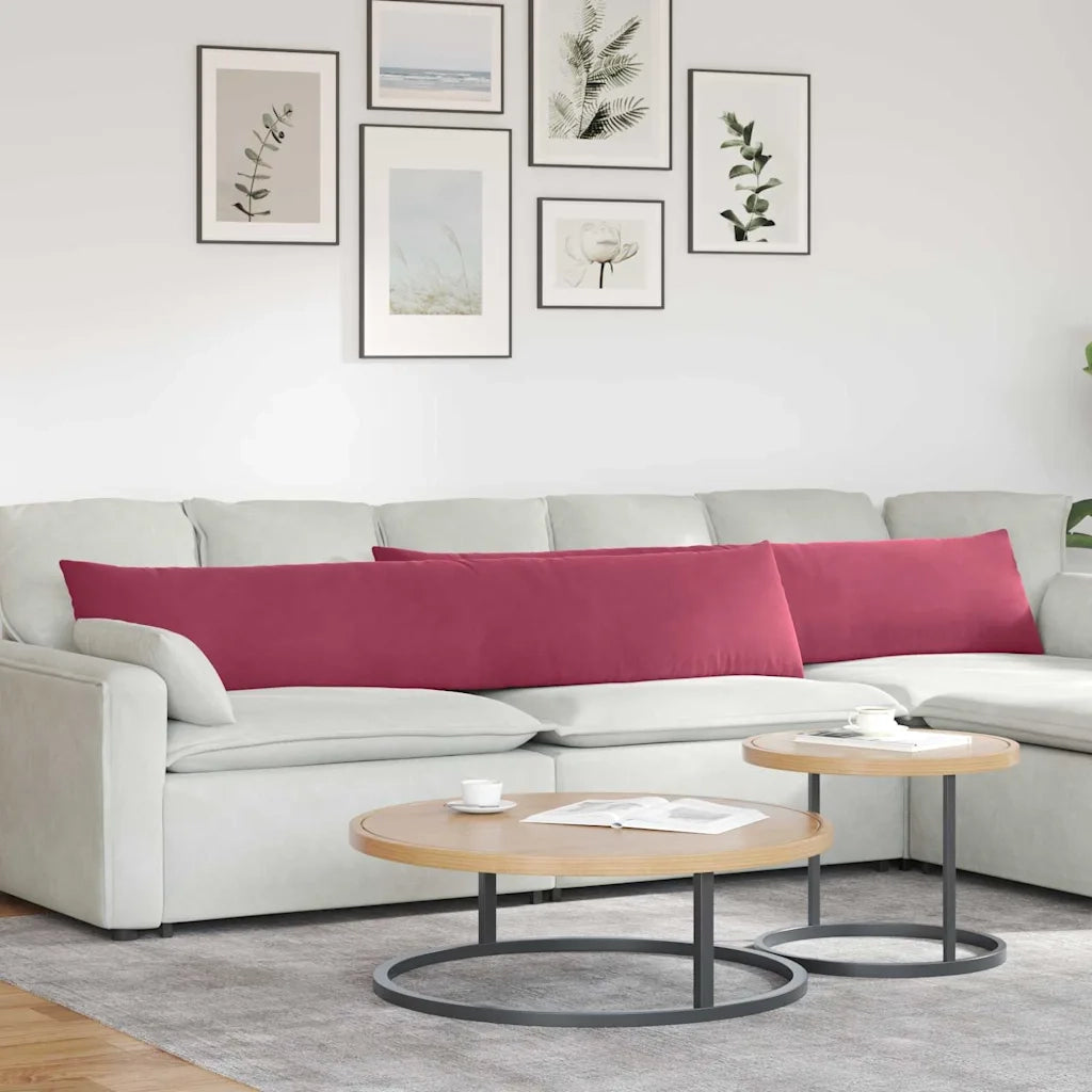 Cuscini da Divano 2 pcs Rosso Vino 200 x 40 cm Tessuto in Cords 42013890