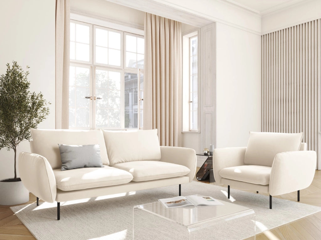 Cosmopolitan Design - Divano "Vienna" 2 posti in velluto beige chiaro 