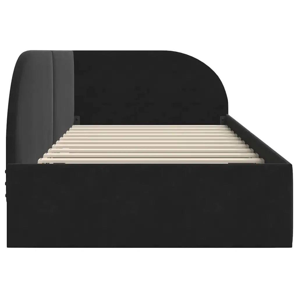 Cornice del letto ad angolo Nero 80 cm x 200 cm Velluto