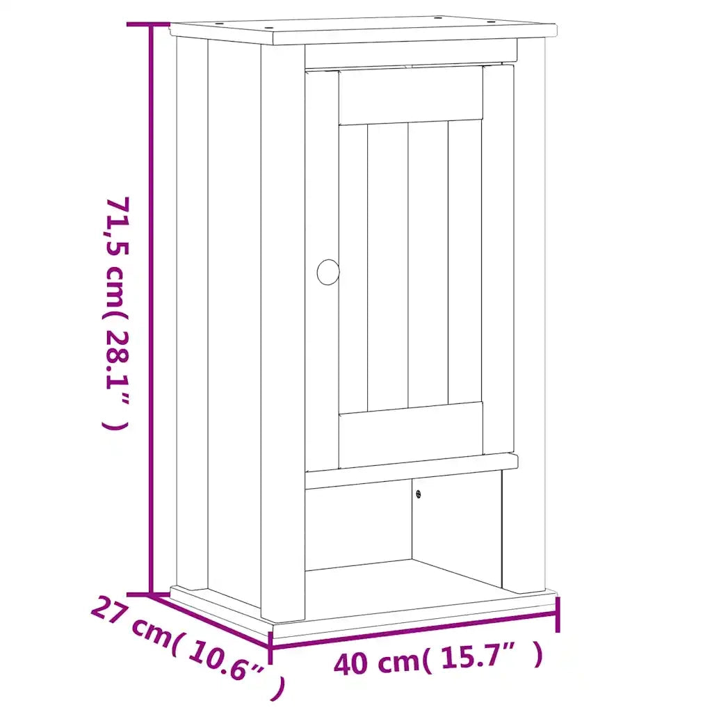 Mobile da Bagno a Muro BERG Nero 40x27x71,5 cm Massello Pino 358549