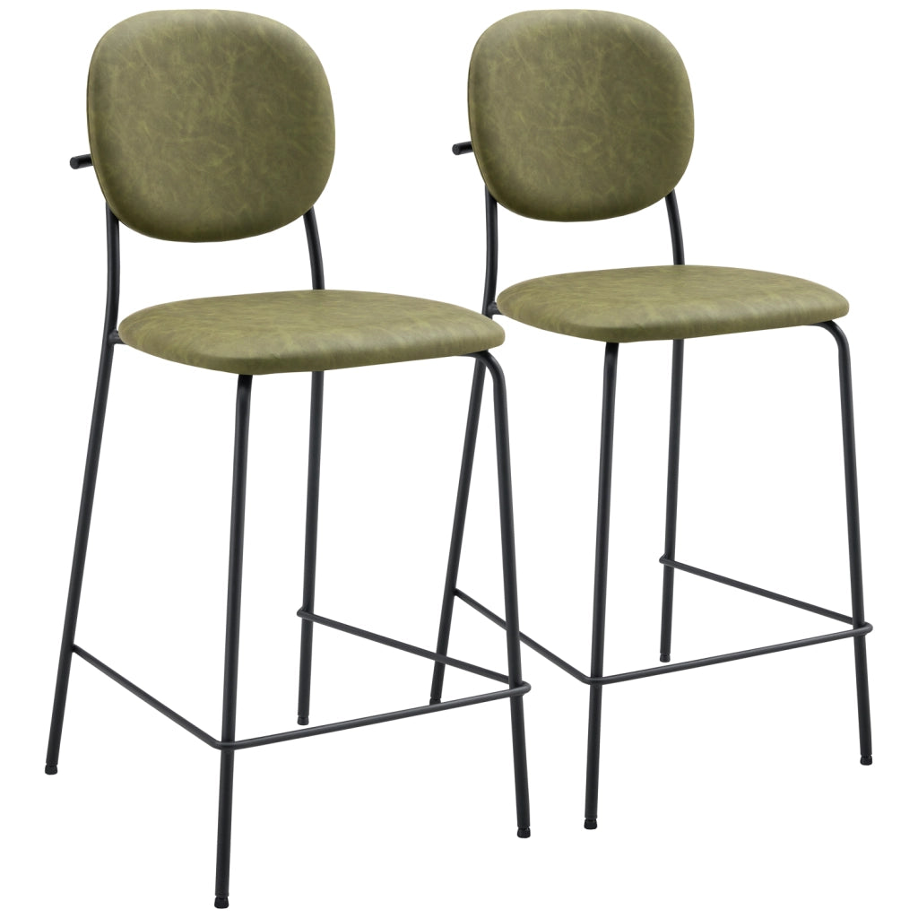 Set di 2 sgabelli da bar in similpelle verde EDMOND