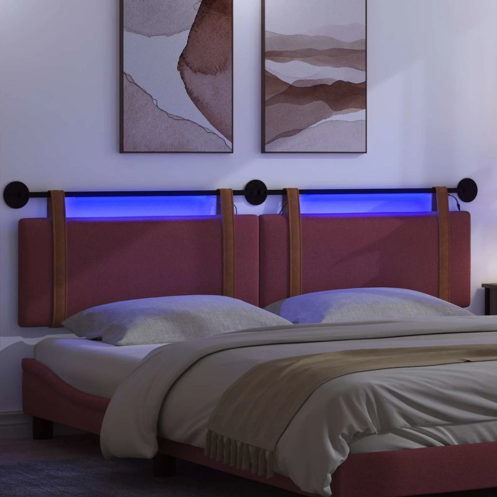 Testiera | Testata sospesa Con luce LED Rosso Vino PU Antico