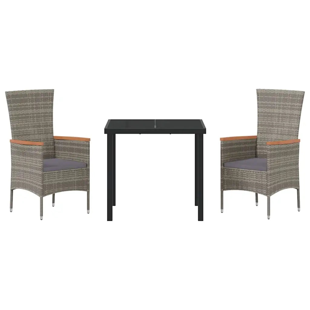 Set da Pranzo per Giardino con cuscino 3 pcs Grigio