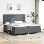 Letto a Sorgente LED Grigio scuro 200 x 200 cm Tessuto