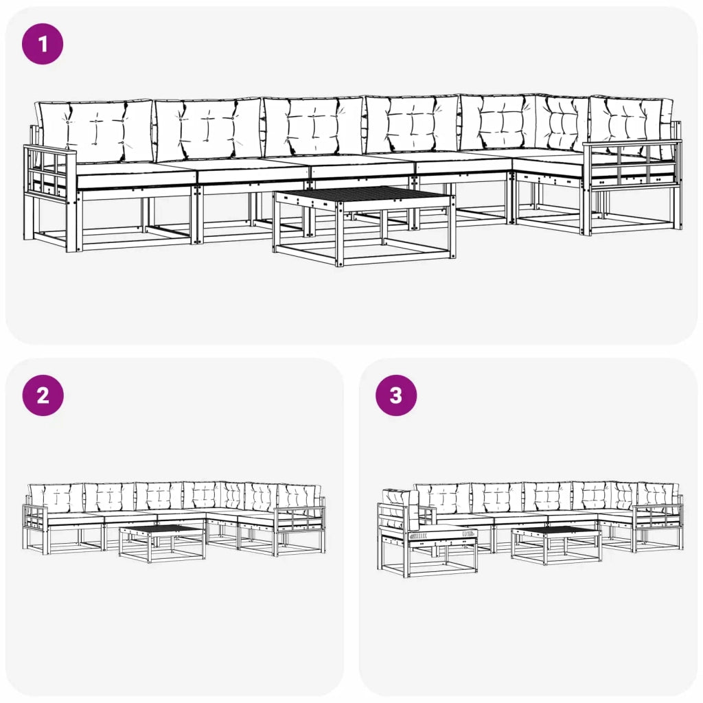 Set di divani da esterno 7 pz Bianco e Antracite Poliestere 3386561