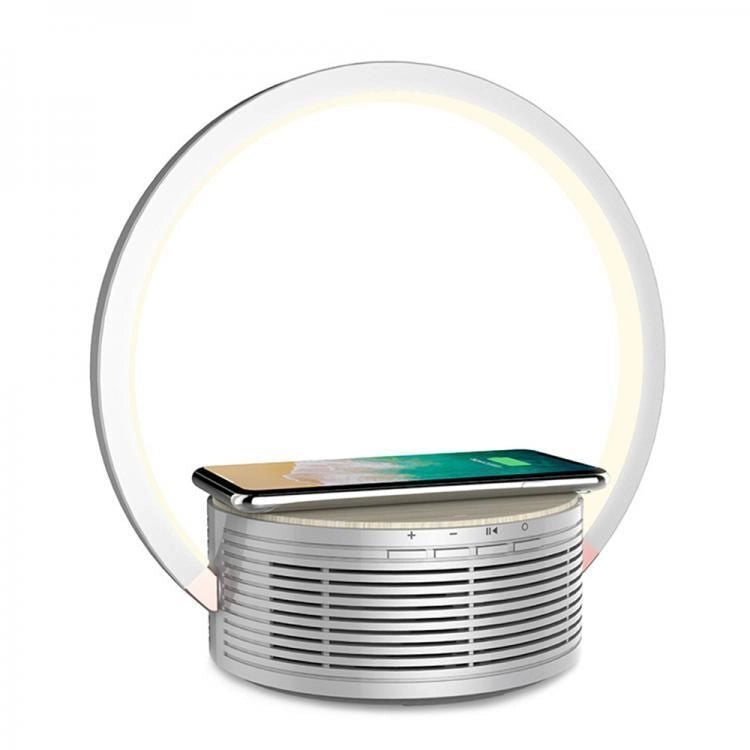 Majestic 120506 WH LL 506BT WI Lampada da tavolo LED multifunzione con altoparlante Bluetooth 5.1 e ricarica wireless fino a 10W colore Bianco