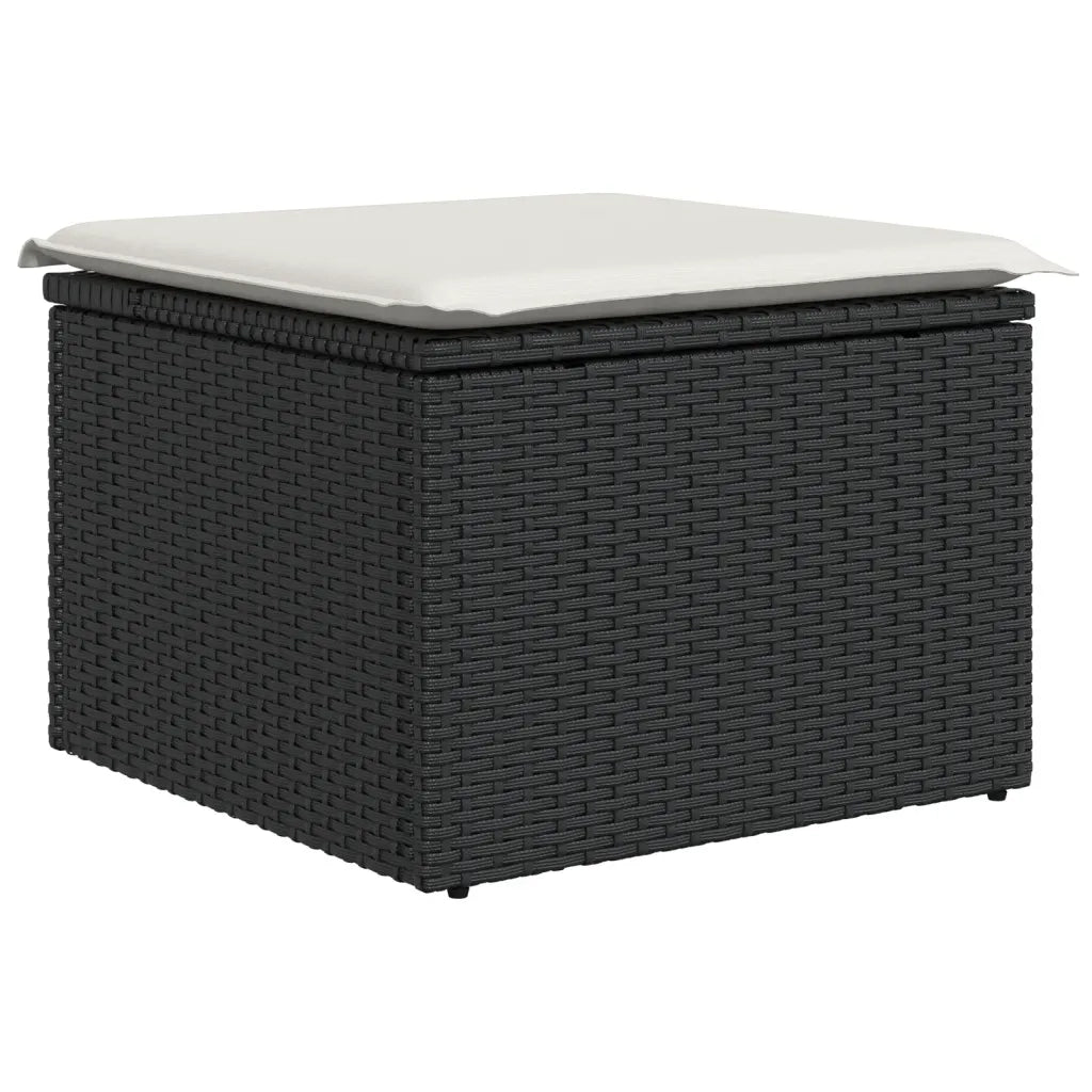 Set Divani da Giardino 10pz con Cuscini in Polyrattan Nero